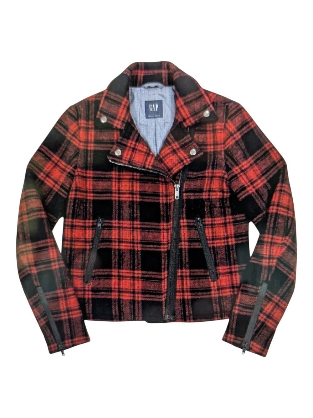 Gap Buffalo Plaid Crop Wool Coat Womens